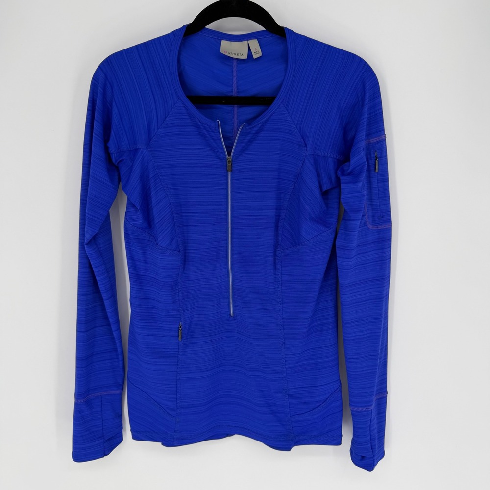 ATHLETA TRACKER 1/2 ZIP RUNNING TOP COBALT BLUE SMALL ATHLETIC SPORT PERFORMANCE